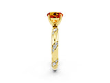 Yellow gold Round Cut Solitaire Diamond Engagement Ring with Twisted Pave Band and Four-Prong Setting_2