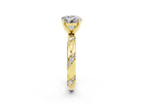 Yellow gold Round Cut Solitaire Diamond Engagement Ring with Twisted Pave Band and Four-Prong Setting_2