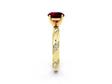 Yellow gold Round Cut Solitaire Diamond Engagement Ring with Twisted Pave Band and Four-Prong Setting_2