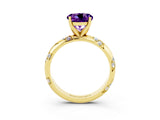 Yellow gold Round Cut Solitaire Diamond Engagement Ring with Twisted Pave Band and Four-Prong Setting_3