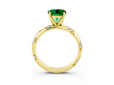 Yellow gold Round Cut Solitaire Diamond Engagement Ring with Twisted Pave Band and Four-Prong Setting_3