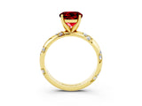 Yellow gold Round Cut Solitaire Diamond Engagement Ring with Twisted Pave Band and Four-Prong Setting_3