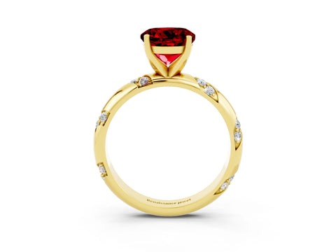 Yellow gold Round Cut Solitaire Diamond Engagement Ring with Twisted Pave Band and Four-Prong Setting_3