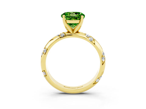 Yellow gold Round Cut Solitaire Diamond Engagement Ring with Twisted Pave Band and Four-Prong Setting_3