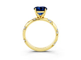 Yellow gold Round Cut Solitaire Diamond Engagement Ring with Twisted Pave Band and Four-Prong Setting_3