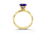 Yellow gold Round Cut Solitaire Diamond Engagement Ring with Twisted Pave Band and Four-Prong Setting_3