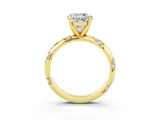 Yellow gold Round Cut Solitaire Diamond Engagement Ring with Twisted Pave Band and Four-Prong Setting_3