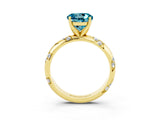 Yellow gold Round Cut Solitaire Diamond Engagement Ring with Twisted Pave Band and Four-Prong Setting_3