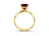 Yellow gold Round Cut Solitaire Diamond Engagement Ring with Twisted Pave Band and Four-Prong Setting_3