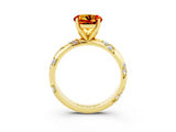 Yellow gold Round Cut Solitaire Diamond Engagement Ring with Twisted Pave Band and Four-Prong Setting_3