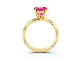 Yellow gold Round Cut Solitaire Diamond Engagement Ring with Twisted Pave Band and Four-Prong Setting_3