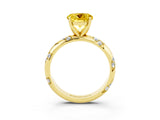 Yellow gold Round Cut Solitaire Diamond Engagement Ring with Twisted Pave Band and Four-Prong Setting_3