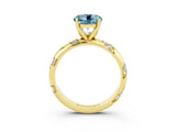 Yellow gold Round Cut Solitaire Diamond Engagement Ring with Twisted Pave Band and Four-Prong Setting_3