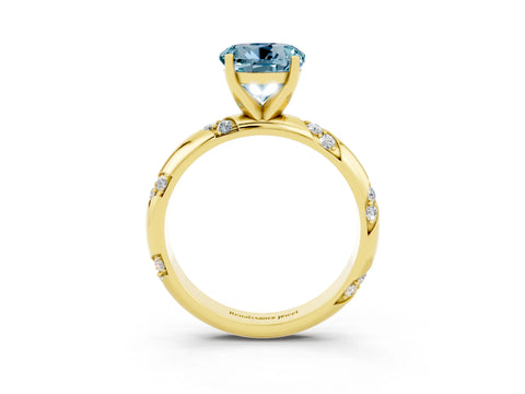 Yellow gold Round Cut Solitaire Diamond Engagement Ring with Twisted Pave Band and Four-Prong Setting_3