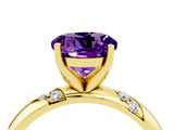 Yellow gold Round Cut Solitaire Diamond Engagement Ring with Twisted Pave Band and Four-Prong Setting_4