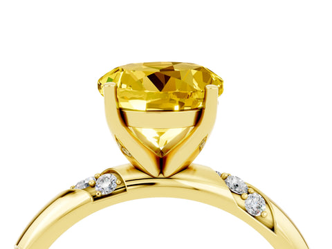 Yellow gold Round Cut Solitaire Diamond Engagement Ring with Twisted Pave Band and Four-Prong Setting_4