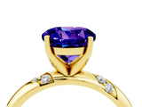 Yellow gold Round Cut Solitaire Diamond Engagement Ring with Twisted Pave Band and Four-Prong Setting_4