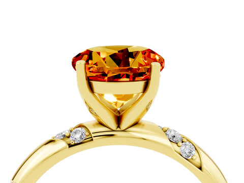 Yellow gold Round Cut Solitaire Diamond Engagement Ring with Twisted Pave Band and Four-Prong Setting_4