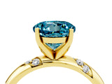 Yellow gold Round Cut Solitaire Diamond Engagement Ring with Twisted Pave Band and Four-Prong Setting_4