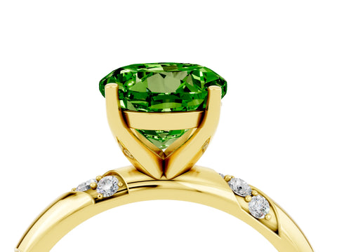 Yellow gold Round Cut Solitaire Diamond Engagement Ring with Twisted Pave Band and Four-Prong Setting_4