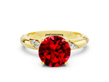 Yellow gold Round Cut Solitaire Diamond Engagement Ring with Twisted Pave Band and Four-Prong Setting