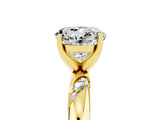 Yellow gold Round Cut Solitaire Diamond Engagement Ring with Twisted Pave Band and Four-Prong Setting_5