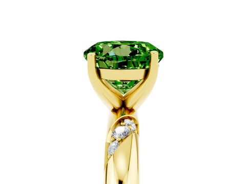 Yellow gold Round Cut Solitaire Diamond Engagement Ring with Twisted Pave Band and Four-Prong Setting_5