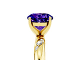 Yellow gold Round Cut Solitaire Diamond Engagement Ring with Twisted Pave Band and Four-Prong Setting_5