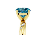 Yellow gold Round Cut Solitaire Diamond Engagement Ring with Twisted Pave Band and Four-Prong Setting_5