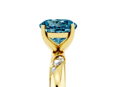 Yellow gold Round Cut Solitaire Diamond Engagement Ring with Twisted Pave Band and Four-Prong Setting_5