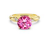 Yellow gold Round Cut Solitaire Diamond Engagement Ring with Twisted Pave Band and Four-Prong Setting