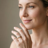 Yellow gold Round Cut Solitaire Diamond Ring with Pavé Band and Six-Prong Setting_13