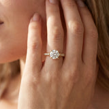 Yellow gold Round Cut Solitaire Diamond Ring with Pavé Band and Six-Prong Setting_14