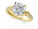 Yellow gold Round Cut Solitaire Diamond Ring with Pavé Band and Six-Prong Setting_15