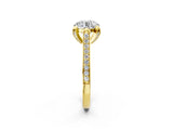 Yellow gold Round Cut Solitaire Diamond Ring with Pavé Band and Six-Prong Setting_16