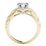 Yellow gold Fancy Green Asscher Cut Diamond Solitaire Ring with Hidden Halo and Pavé Band
