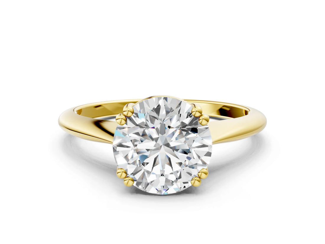 Yellow gold Round Cut Solitaire Diamond Ring with Six-Prong Setting and Classic Band_3