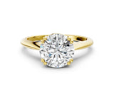 Yellow gold Round Cut Solitaire Diamond Ring with Six-Prong Setting and Classic Band_3