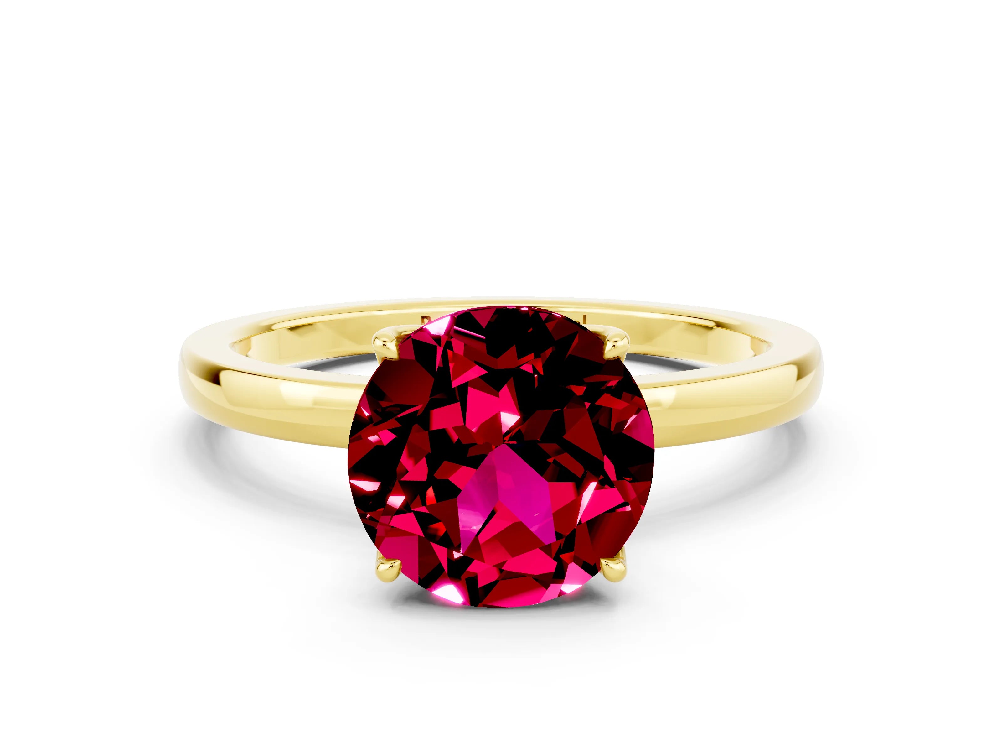 Yellow gold Round Cut Solitaire Diamond Ring with Thin Band and Four-Prong Setting