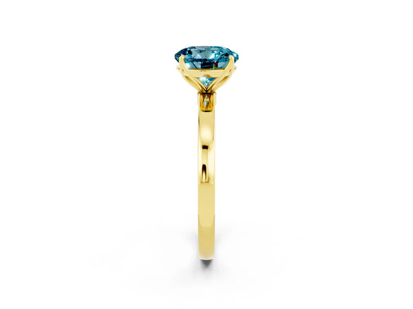 Yellow gold Round Cut Solitaire Diamond Ring with Thin Band and Four-Prong Setting