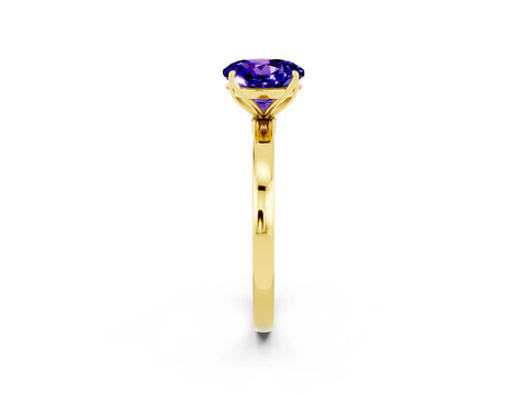 Yellow gold Round Cut Solitaire Diamond Ring with Thin Band and Four-Prong Setting_2