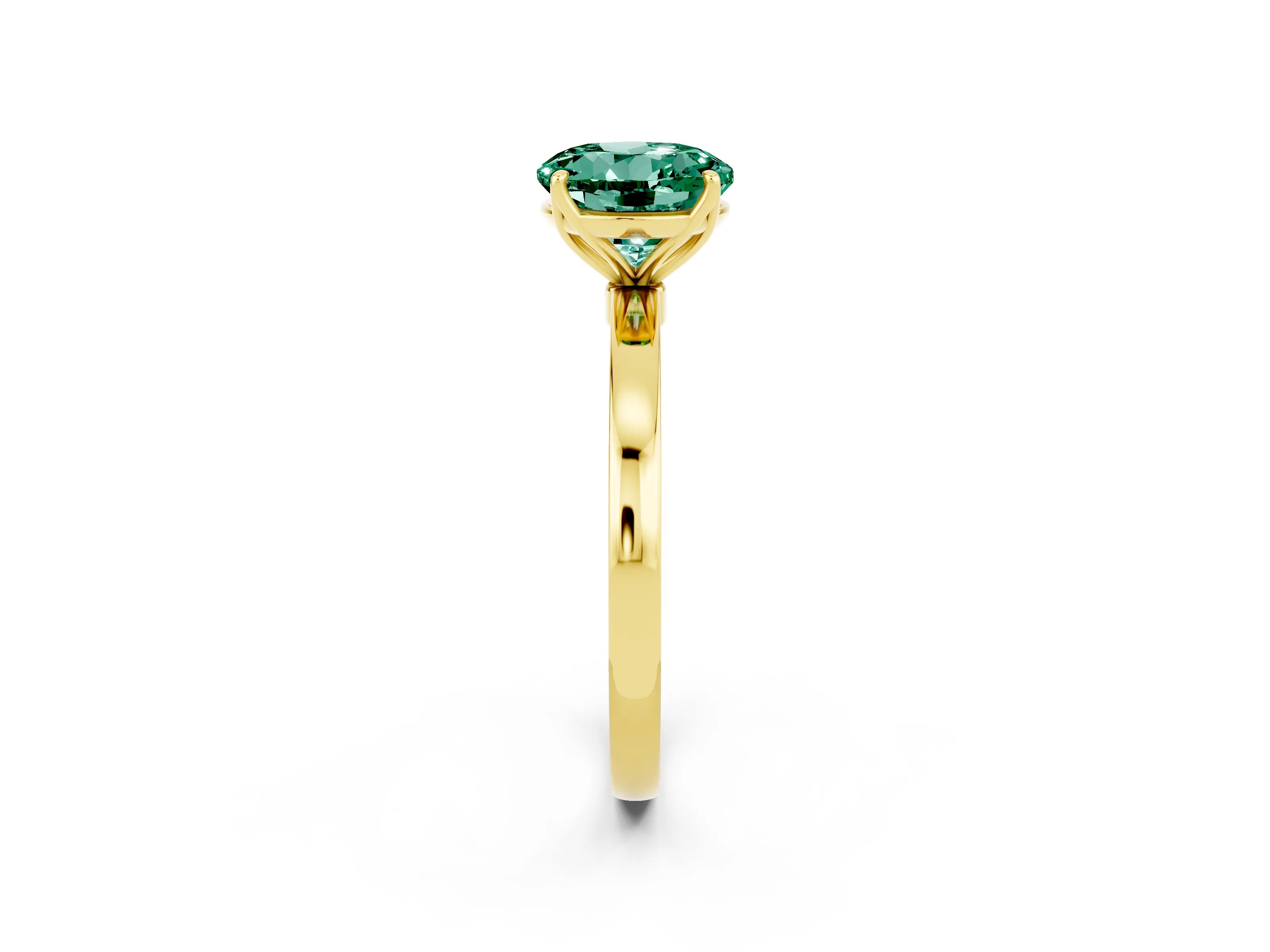 Yellow gold Round Cut Solitaire Diamond Ring with Thin Band and Four-Prong Setting_2