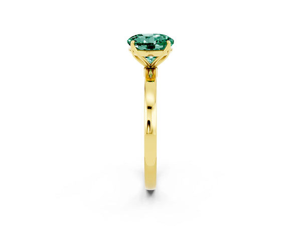 Yellow gold Round Cut Solitaire Diamond Ring with Thin Band and Four-Prong Setting