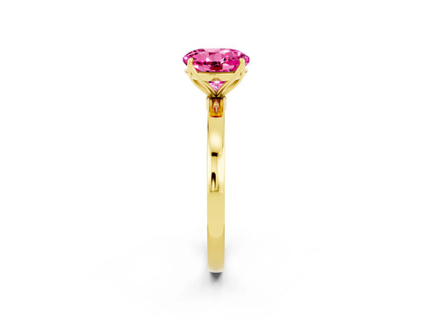 Yellow gold Round Cut Solitaire Diamond Ring with Thin Band and Four-Prong Setting_2
