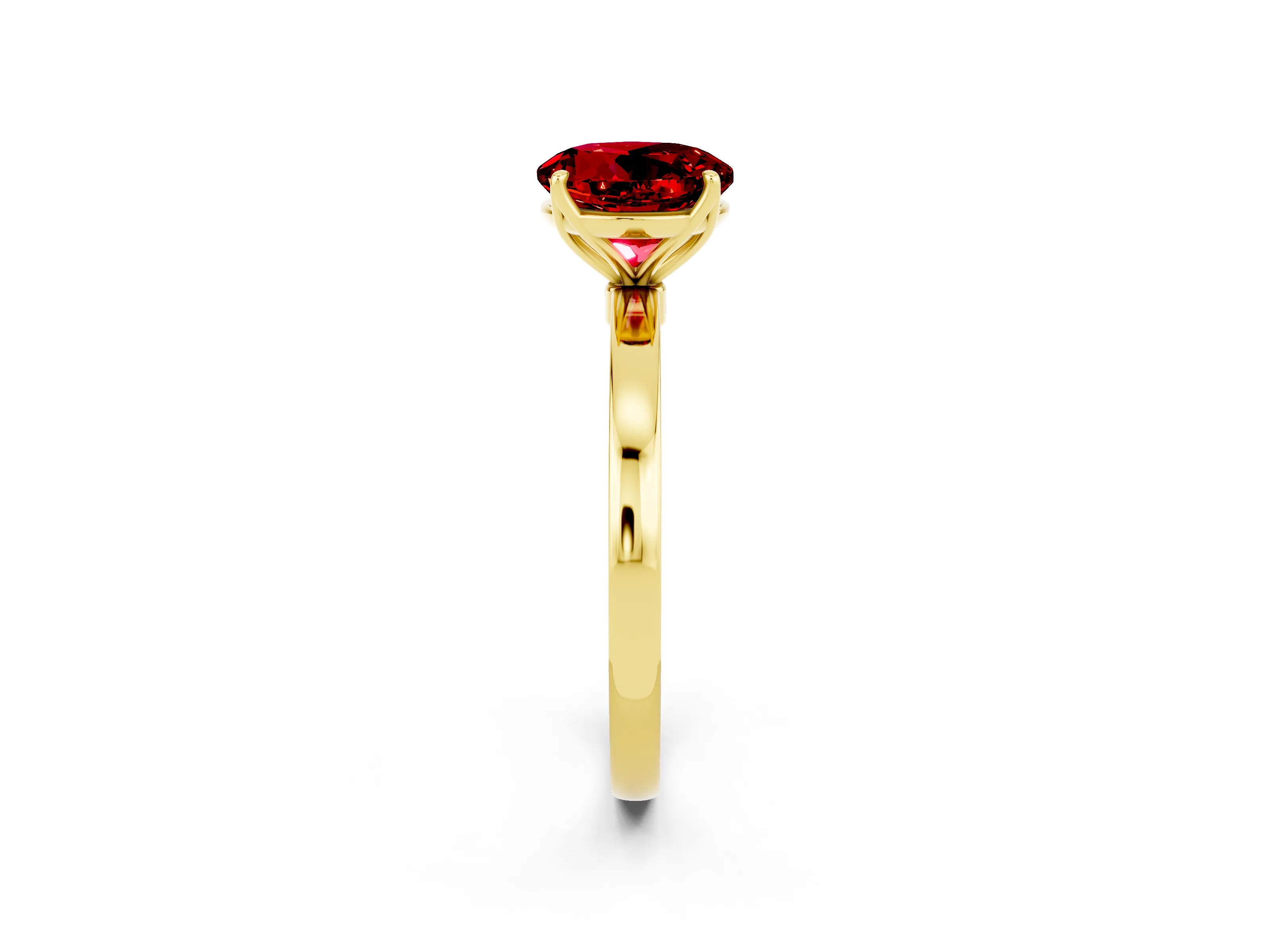 Yellow gold Round Cut Solitaire Diamond Ring with Thin Band and Four-Prong Setting_2
