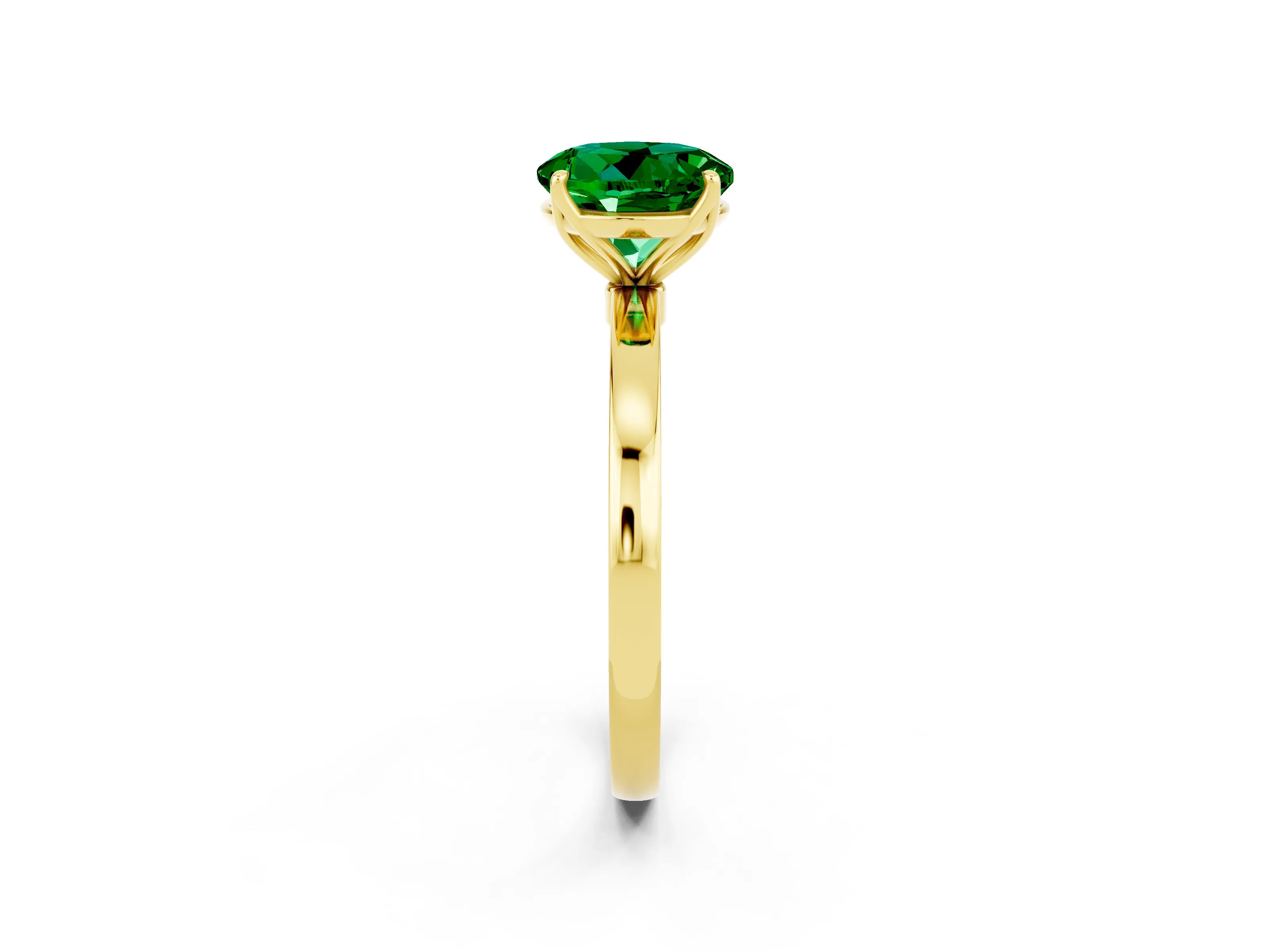 Yellow gold Round Cut Solitaire Diamond Ring with Thin Band and Four-Prong Setting_2