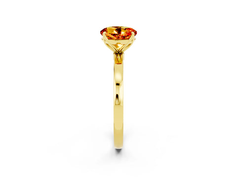 Yellow gold Round Cut Solitaire Diamond Ring with Thin Band and Four-Prong Setting_2