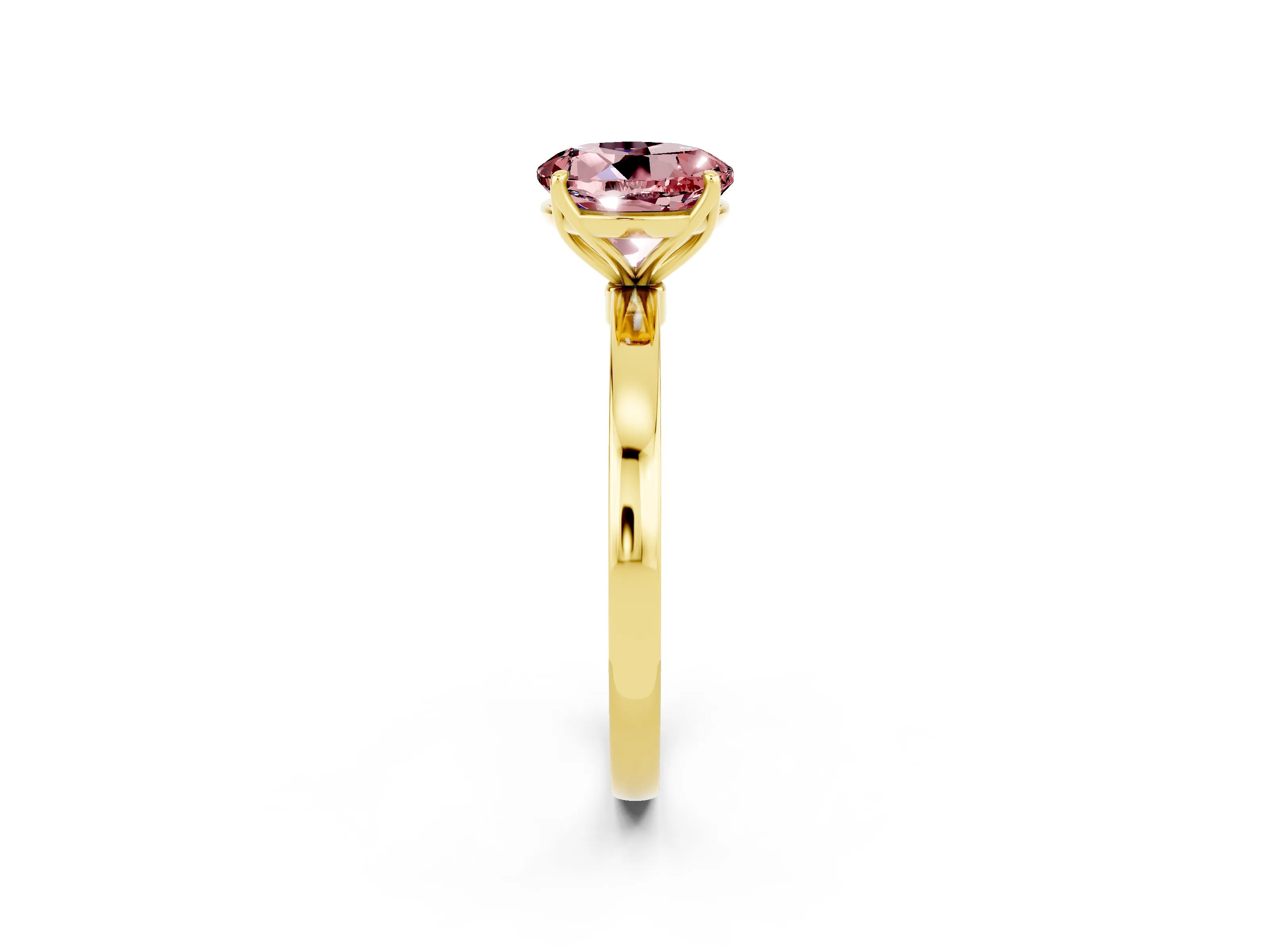 Yellow gold Round Cut Solitaire Diamond Ring with Thin Band and Four-Prong Setting_2