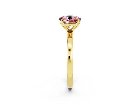 Yellow gold Round Cut Solitaire Diamond Ring with Thin Band and Four-Prong Setting_2