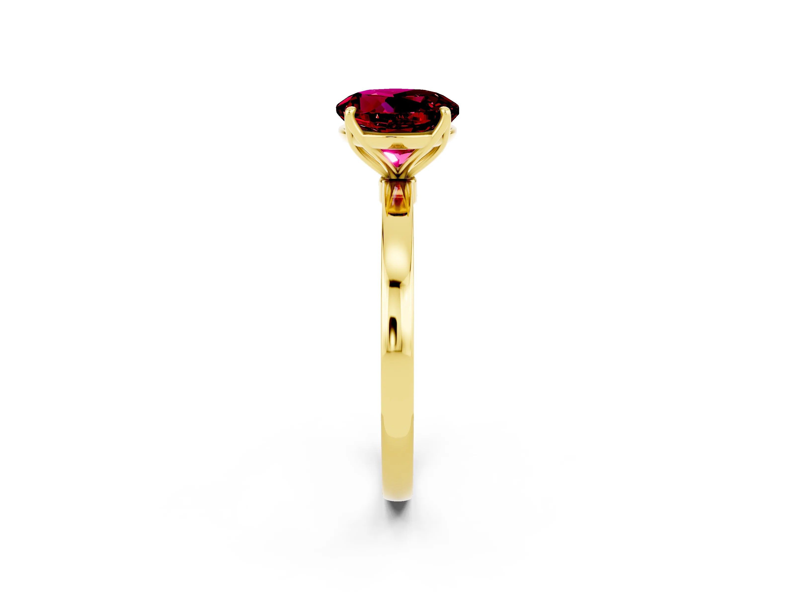 Yellow gold Round Cut Solitaire Diamond Ring with Thin Band and Four-Prong Setting_2
